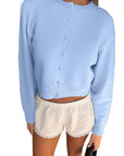 Casual Solid Color Cardigan Sweater for Women