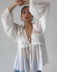 Chiffon Ruffle Tie Shirt for Women