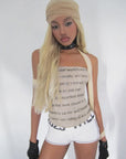Chic Letter Print Strapless Top for Summer