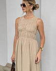 Elegant French Style Khaki A-Line Dress