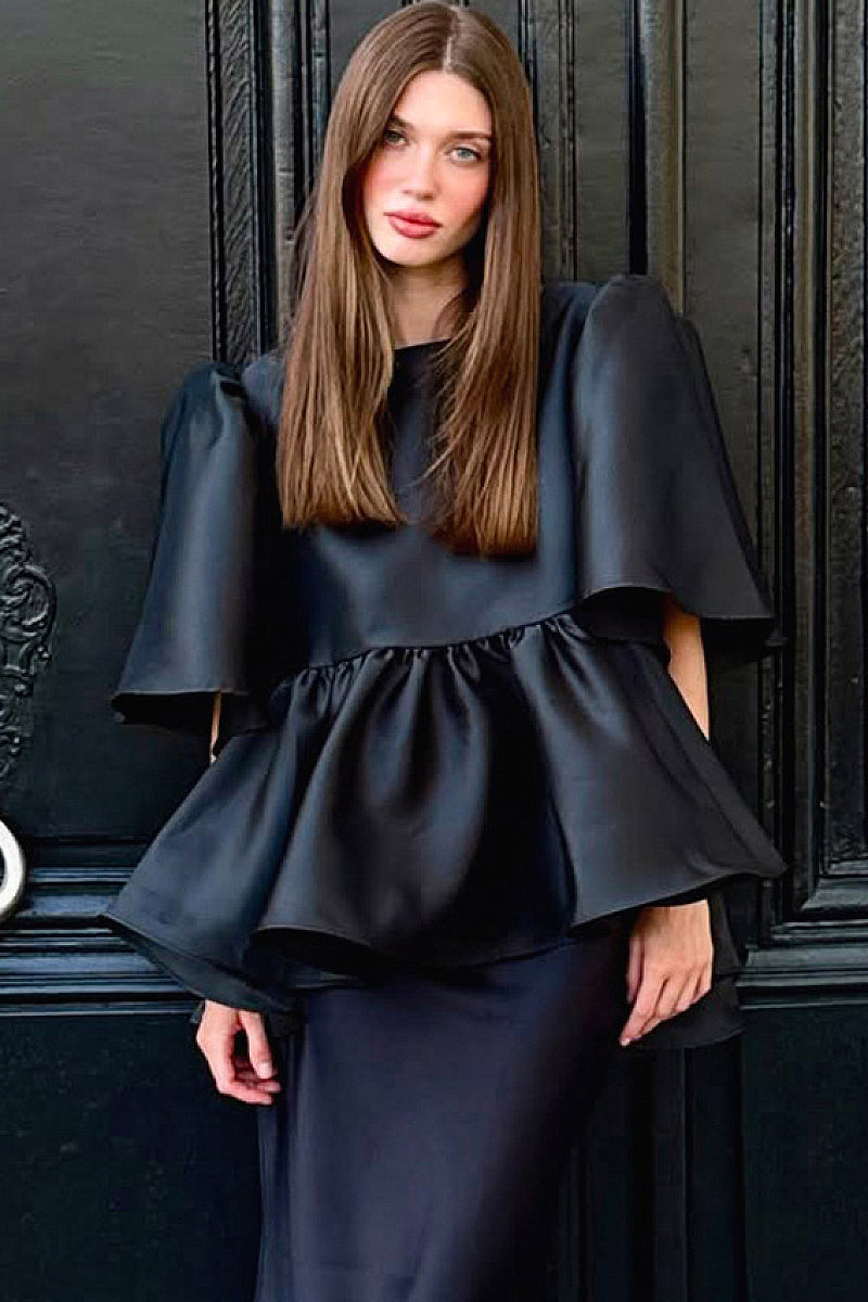 Elegant Ruffled Satin Blouse for Women