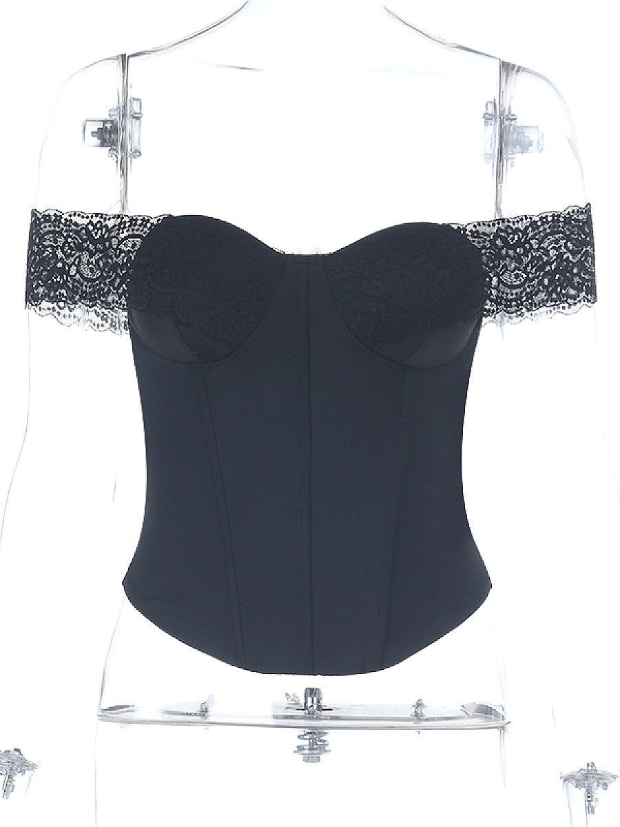 French Vintage Lace Waist Top for Summer