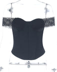 French Vintage Lace Waist Top for Summer