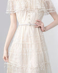 French Elegant Women's Lace Ruffle Dress