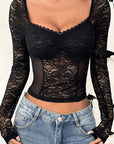 Trendy Spring Autumn Women's V-Neck Long Sleeve Crop Top
