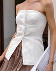Simple White Strapless Top for Women