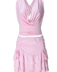New Women's Hollow Crop Top and Skirt Set