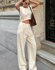 Summer Casual Two-Piece Set with Sleeveless Top and Long Pants