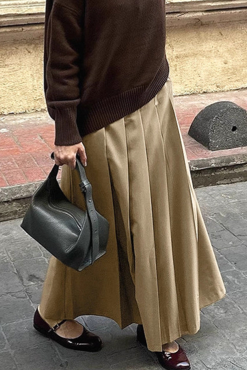 High Waist A-Line Pleated Skirt for Women