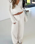 Y2K Style Spring Women's V-Neck Long Sleeve Set