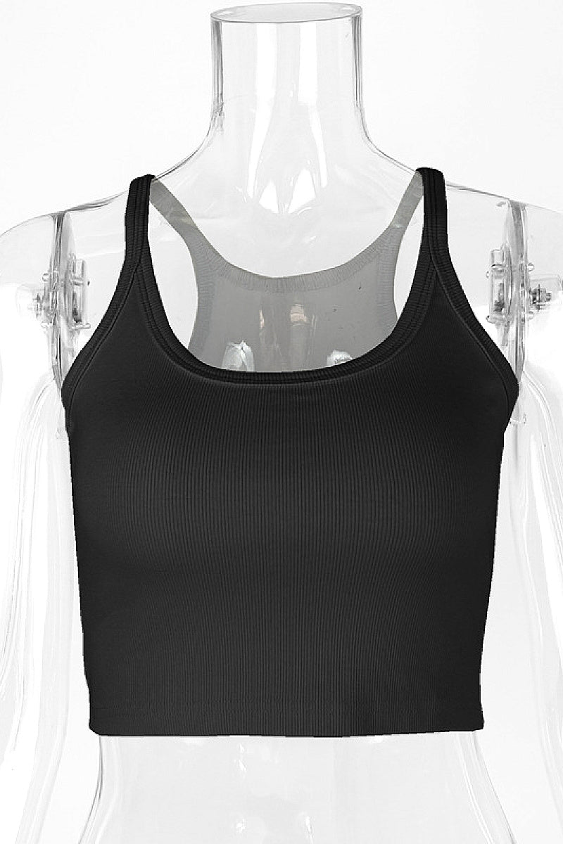 Summer Crop Top Women Sleeveless U-Neck