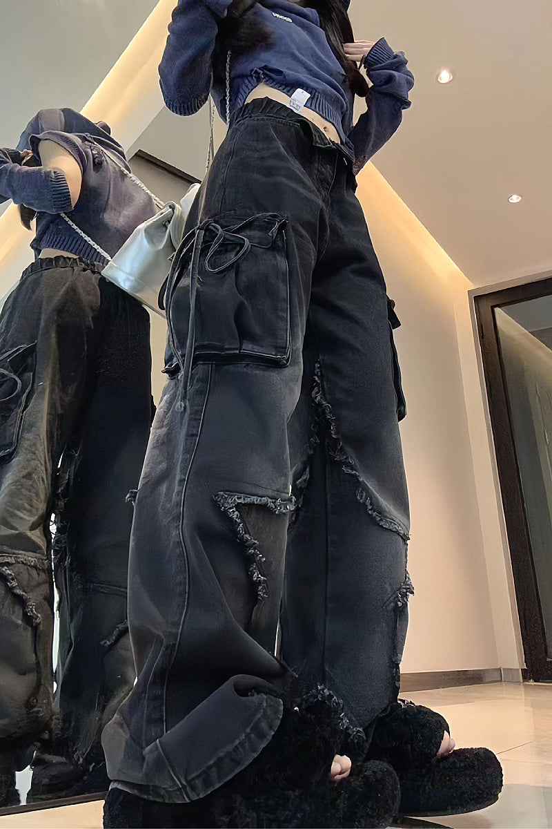 Y2K Vintage American Dark Denim Straight Leg Pants