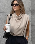 French Minimalist Sleeveless Top for Women