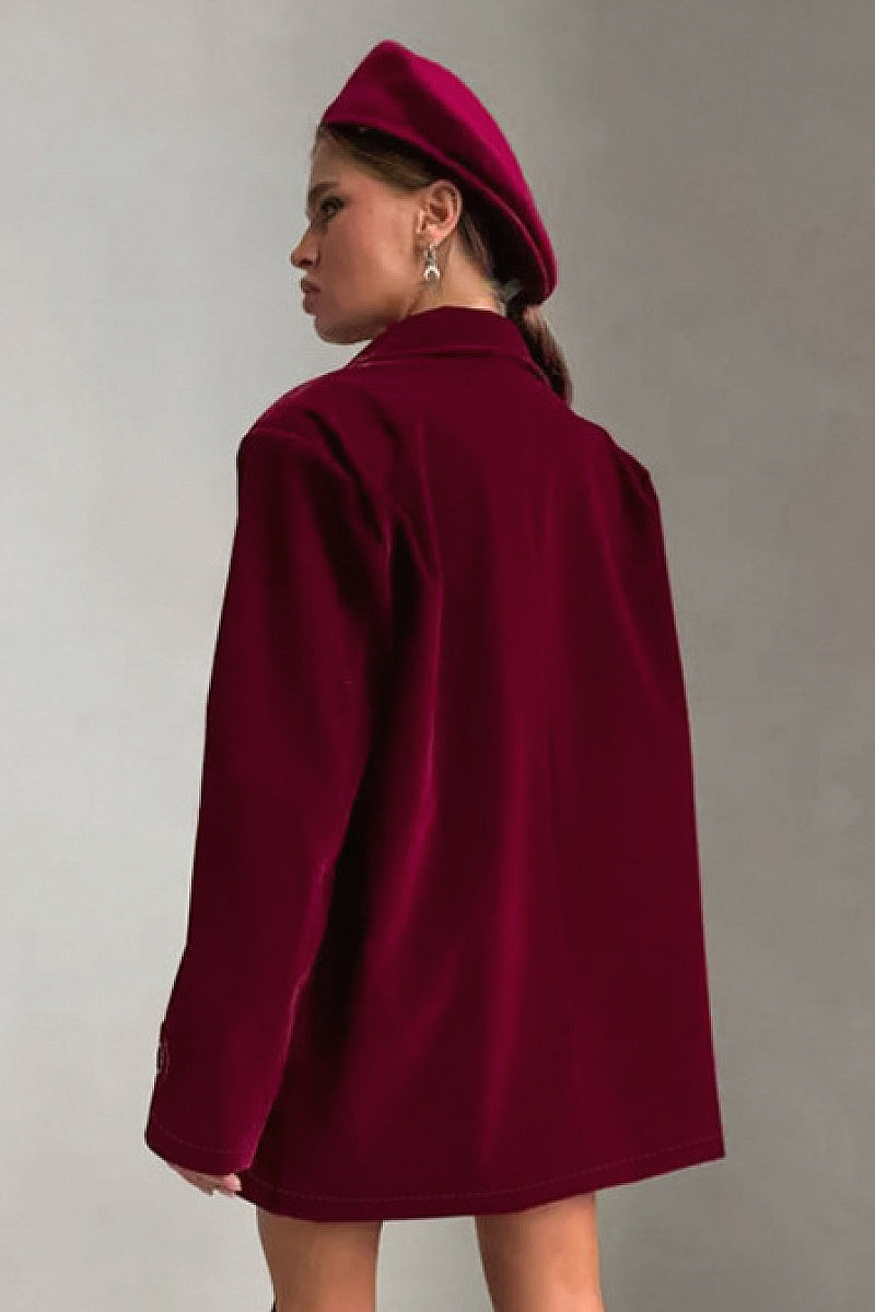 Vintage Velvet Jacket for Women in Burgundy