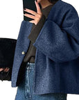 Fashionable V-Neck Woolen Cardigan for Women
