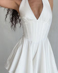 Stylish V-Neck Backless Mini Dress