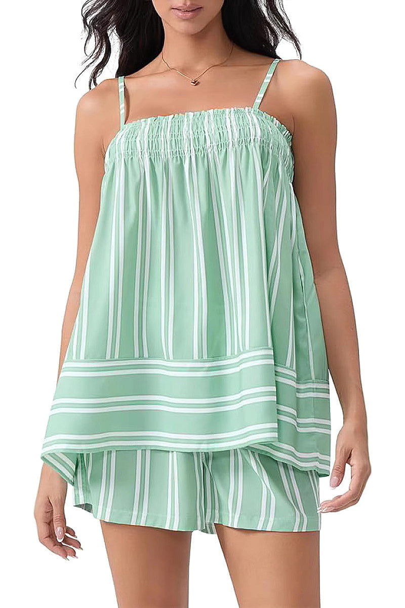Summer Sleeveless Striped Sweet Style Set