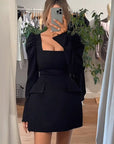 Elegant A-Line Dress with Long Sleeves