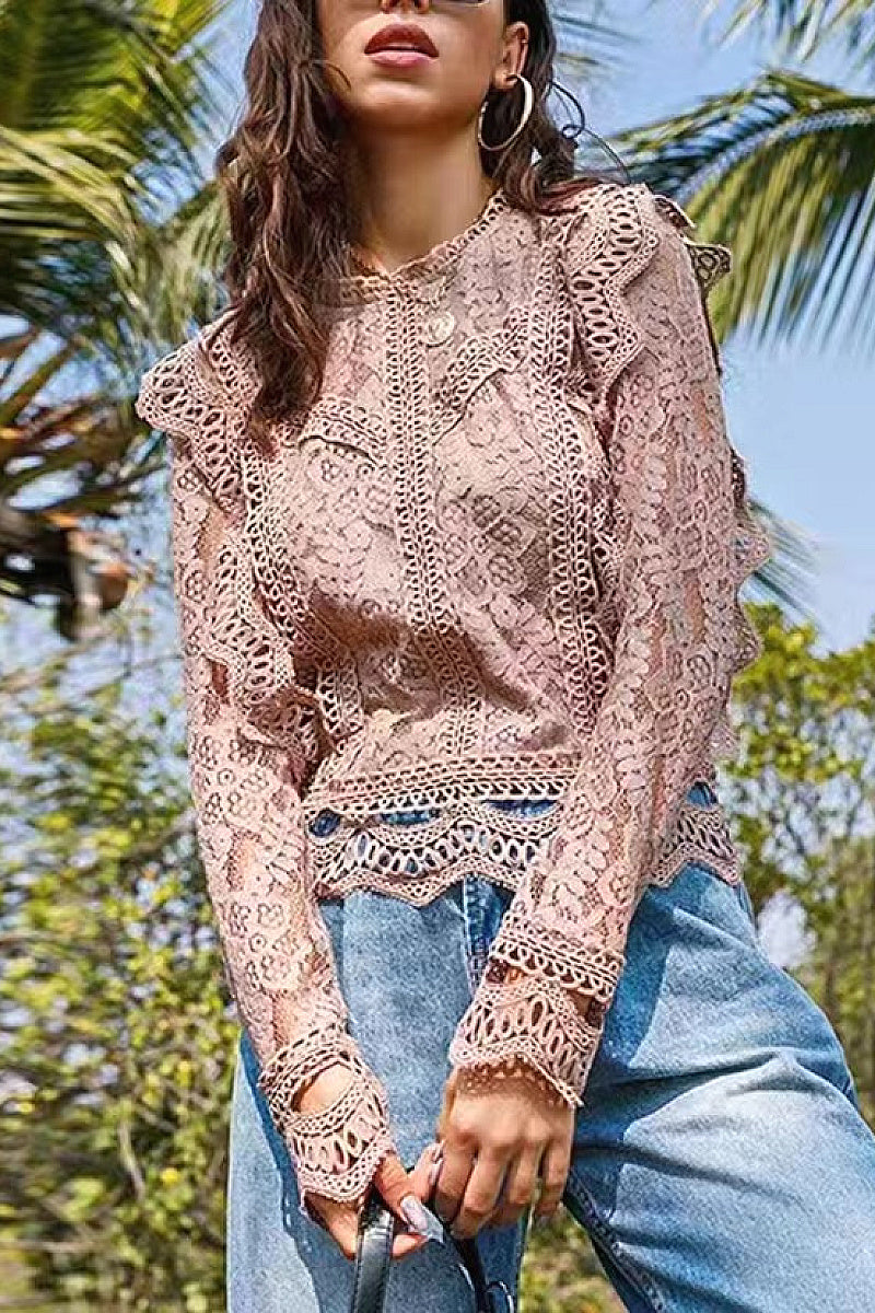 Lace Long Sleeve Top for Women 2023