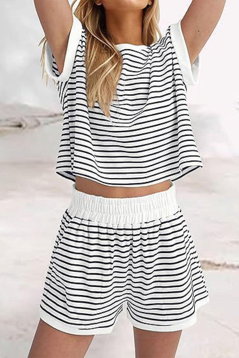 Summer Women's Striped Casual Sports Set