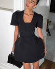 Elegant A-Line Puff Sleeve Dress