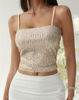 Sleeveless Backless Hollow Out Sequin Top