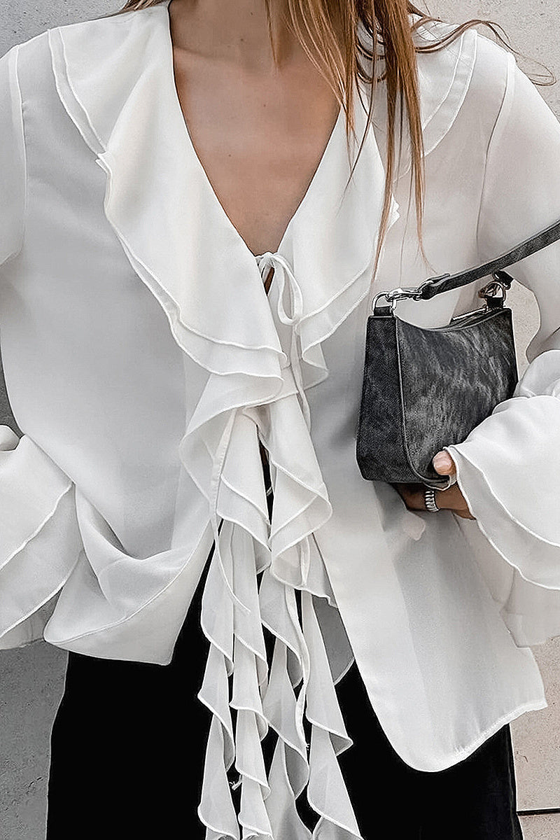 French Chiffon Ruffle Cardigan for Women