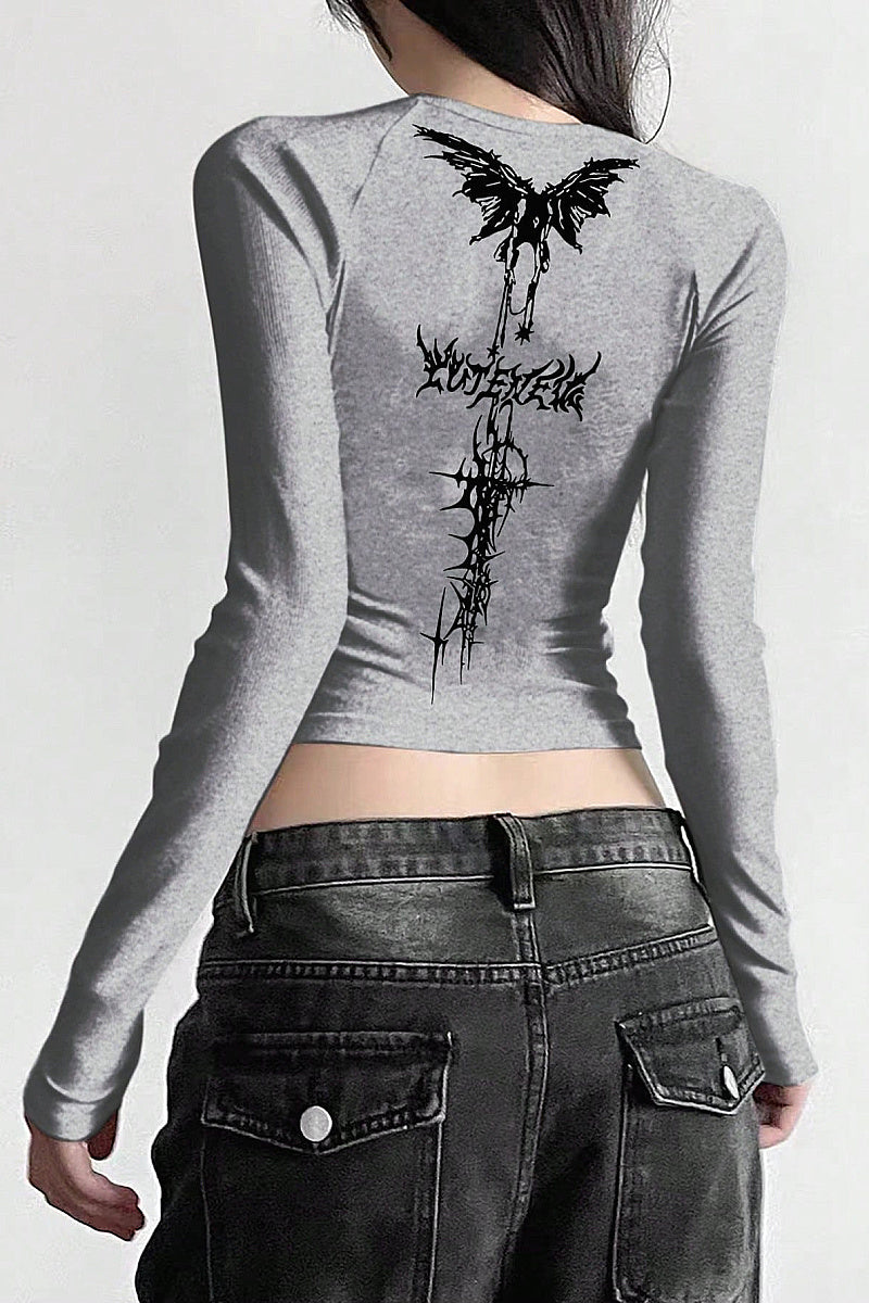 Trendy Street Style Long Sleeve Crop Top