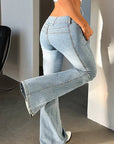 Trendy Low Rise Flared Jeans for Women