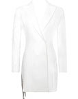Elegant Women's V-Neck Blazer Dress with Fringe