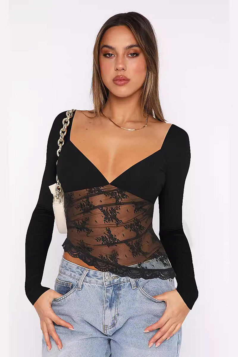 New Lace Patchwork Sexy Top for Women