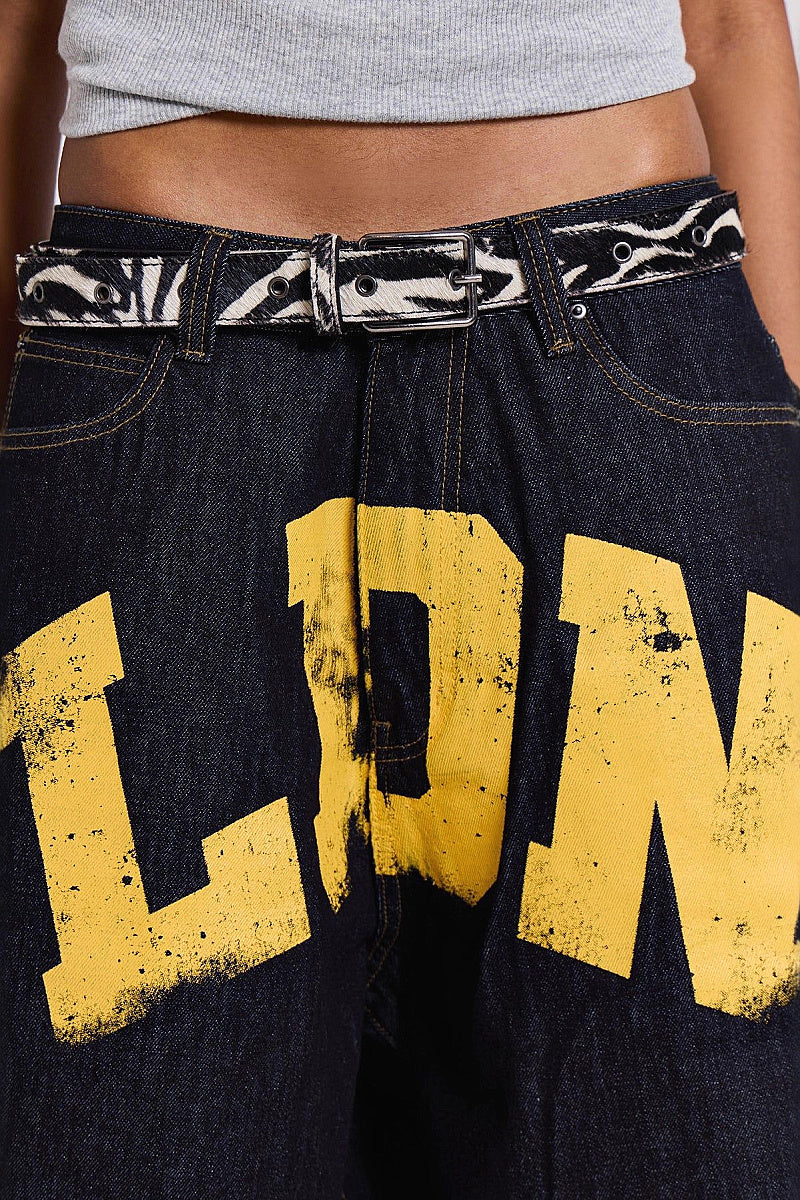 Trendy Letter Print Baggy Jeans for Women