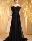 Elegant Off-Shoulder Long Silk Dress