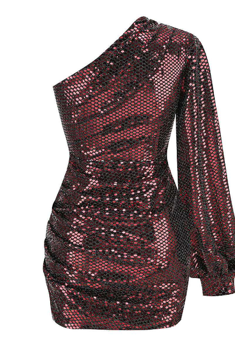 Elegant One-Shoulder Sequin Dress for Women