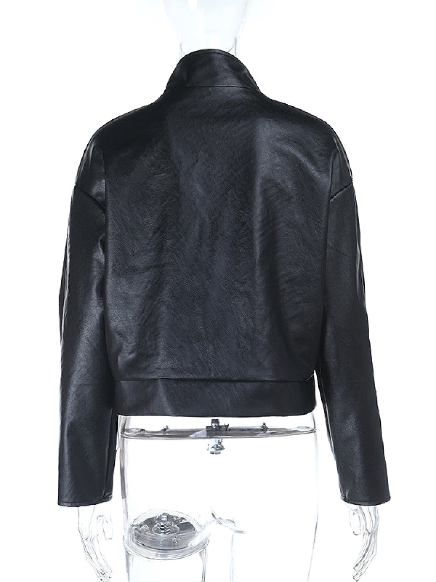 Trendy Street Style Leather Jacket for Women