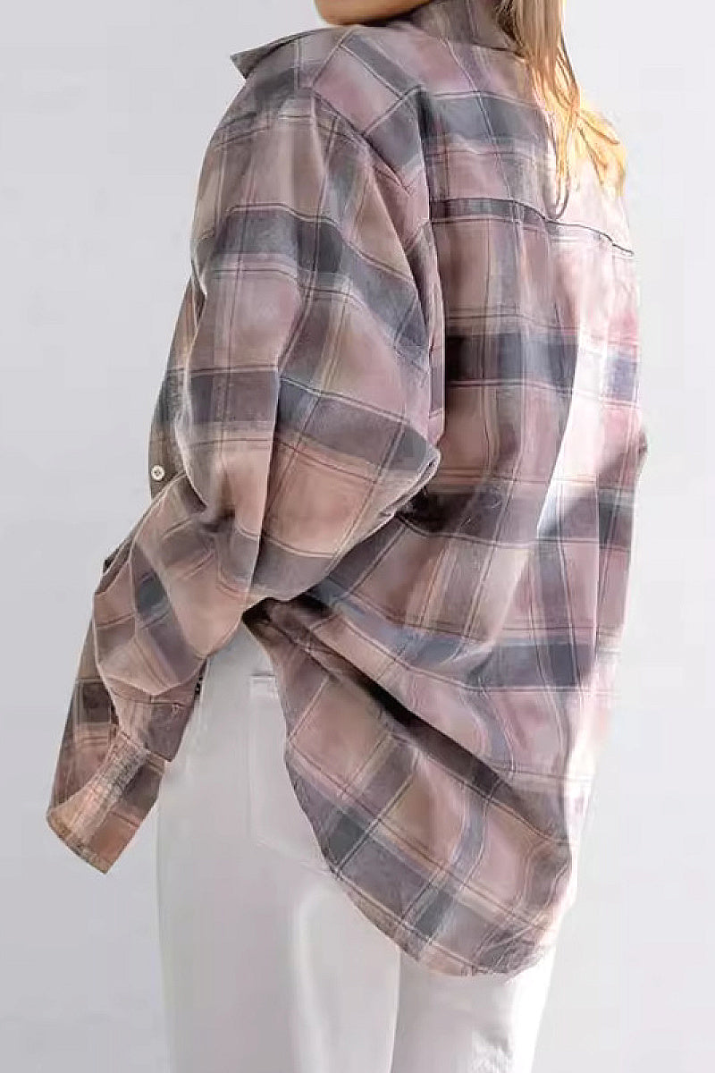 Plaid Long Sleeve Shirt for Women