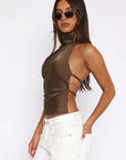 Spring Fashionable Women's Satin Backless Top