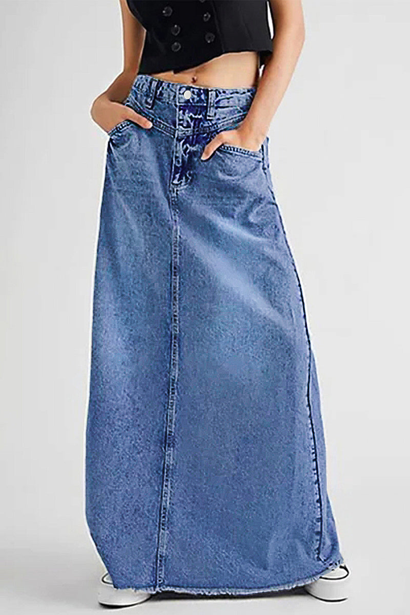 Vintage A-Line Denim Skirt for Women