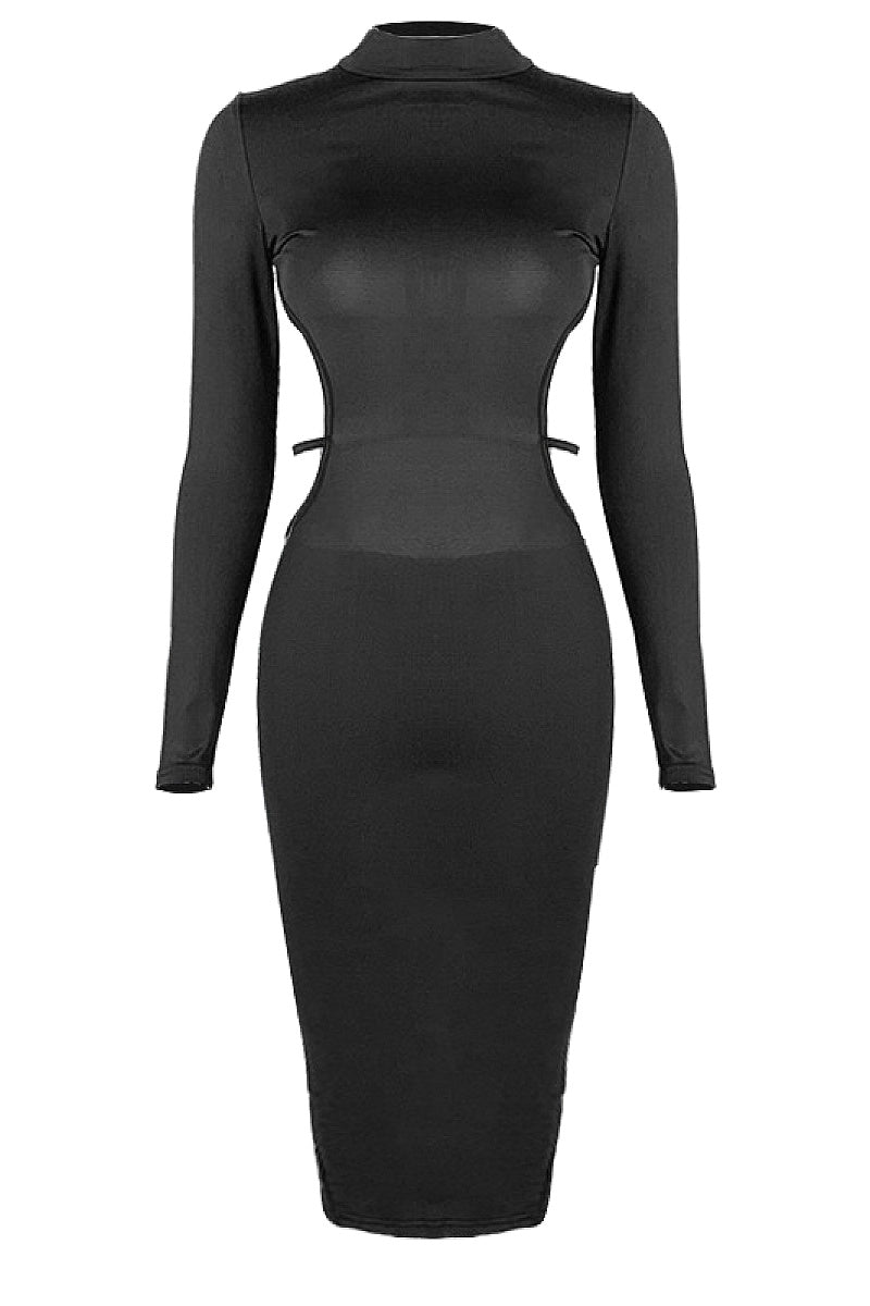 Stylish High Neck Long Sleeve Dress for Women