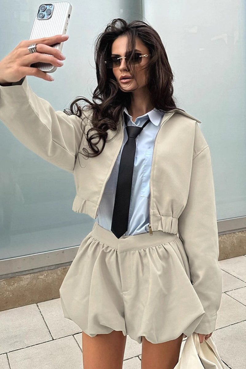 Trendy Lapel Coat Set for Women