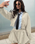 Trendy Lapel Coat Set for Women