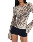 Zebra Print Long Sleeve Top for Women
