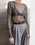 French Style Sheer Lace Top for Women