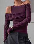 French Vintage Off-Shoulder Knit Top for Women