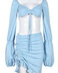 Stylish Hollow Out Crop Top and Skirt Set