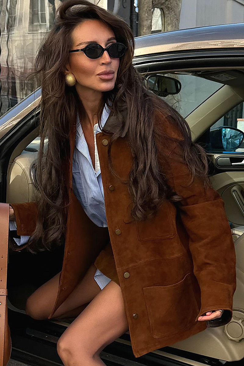 Fashionable Brown Vintage Suede Leather Jacket