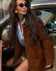 Fashionable Brown Vintage Suede Leather Jacket