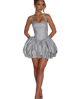 Elegant Halter Neck Bow Tie Mini Dress