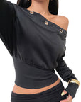 Fashionable Asymmetrical Shoulder Sweatshirt