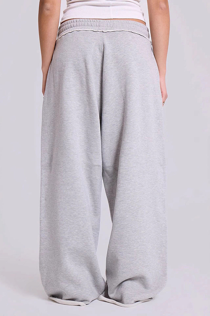 Casual Gray Wide Leg Pants for Women